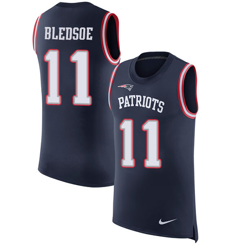 Nike Patriots #11 Drew Bledsoe Navy Blue Team Color Men's Stitched NFL Limited Rush Tank Top Jersey